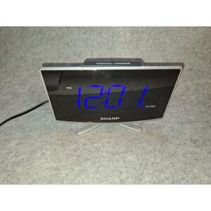 🎥 Sharp Jumbo 1.8" LED curved display Alarm Clock Black W/USB Port 🆕AS SHOWN